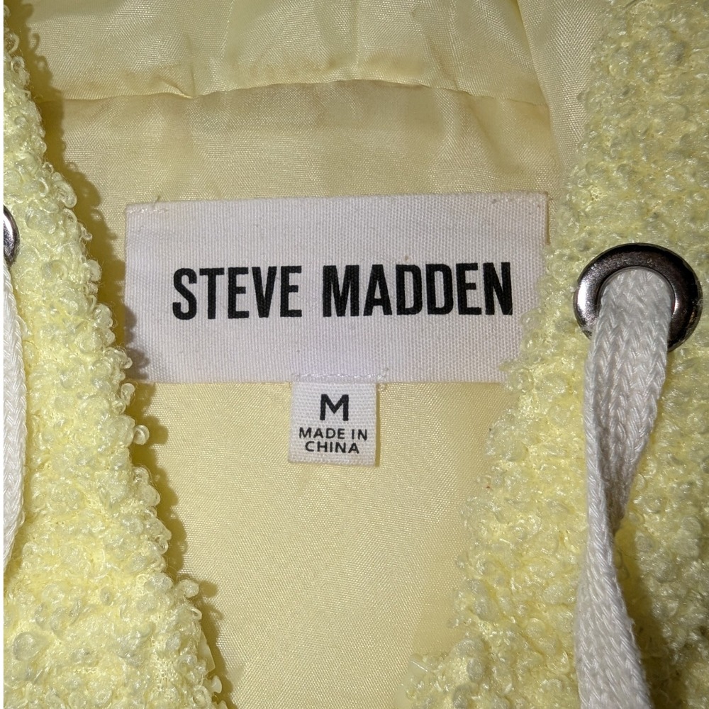 STEVE‎ MADDEN Boucle Fleece Zip Up Hoodie Jacket Pale Yellow Size M - Picture 4 of 8